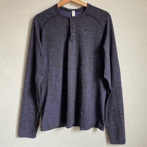 Lululemon Metal Vent Tech Henley Long Sleeve Deep Purple Black Size Large